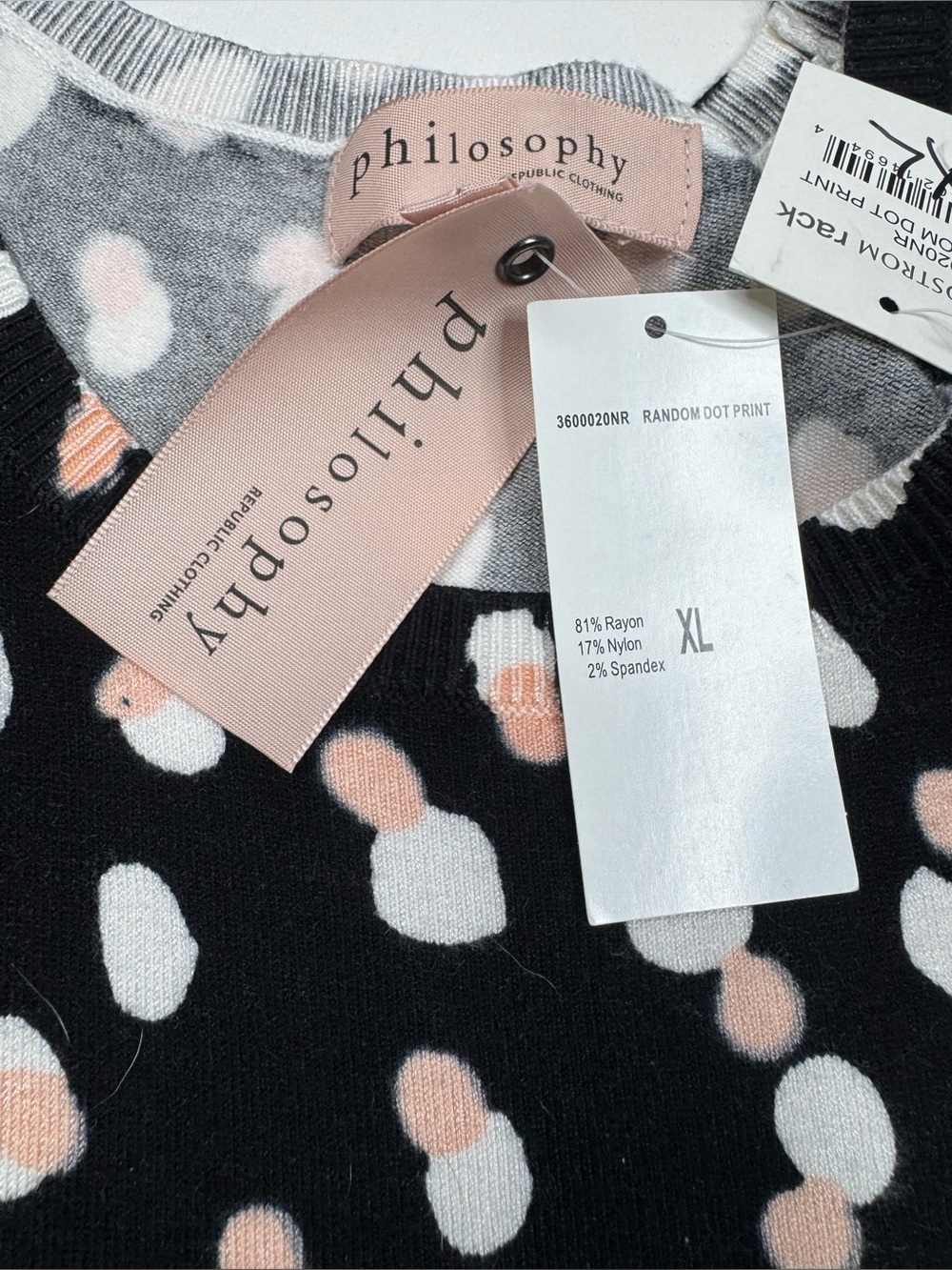 NWT Philosophy Black With Dot Sleeveless Sweater Print Womens XL - Picture 5 of 10